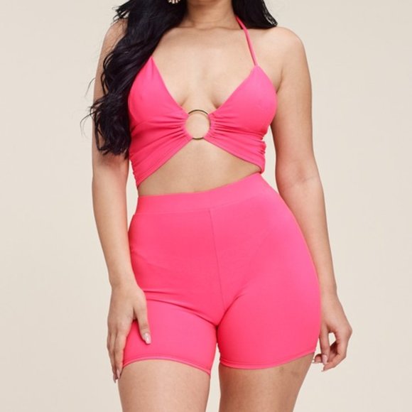 Pants - 2pc Pink Shorts Set